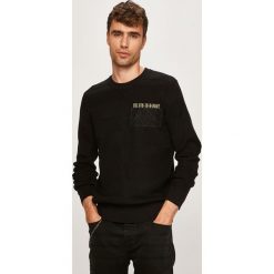 Diesel - Sweter. Czarne swetry męskie Diesel, m, z aplikacjami, z bawełny, z okrągłym kołnierzem, bez kaptura. W wyprzedaży za 359,90 zł.
