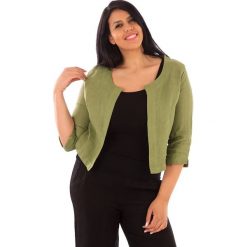 Kardigany damskie: Lniany kardigan w kolorze khaki