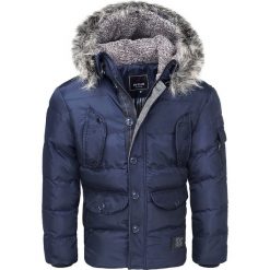 Kurtka męska alaska z kapturem granatowa Recea. Kurtki męskie Recea, na zimę, xl, w paski, z poliesteru, z kapturem. Za 179,99 zł.