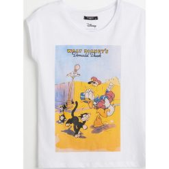 T-shirt Donald Duck - Biały. Białe t-shirty damskie Reserved, s, bez wzorów, bez kołnierzyka. Za 39,99 zł.