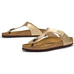 BIRKENSTOCK GIZEH > 1016109. Klapki damskie Birkenstock, w paski, ze skóry, bez obcasa. W wyprzedaży za 219,99 zł.