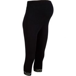 Legginsy ciążowe z koronką bonprix czarny. Czarne legginsy ciążowe bonprix, w paski, z bawełny. Za 49,99 zł.