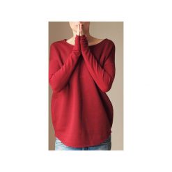 Wąski gruby rękaw bordowy bluza oversize. Czerwone bluzy damskie marki One mug a day, bez wzorów, z bawełny, bez rękawów, długie, bez kaptura. Za 189,00 zł.