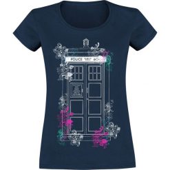Doctor Who Tardis Flowers Koszulka damska granatowy. Niebieskie koszulki damskie marki Doctor Who, l, z nadrukiem, z okrągłym kołnierzem. Za 74,90 zł.
