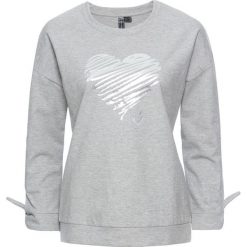 Bluzy rozpinane damskie: Bluza z połyskującym nadrukiem bonprix jasnoszary melanż - srebrny z nadrukiem