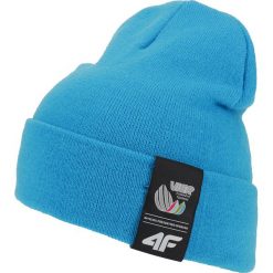 Czapka uniseks 4Hills CAU102 - denim. Niebieskie czapki damskie marki 4f, z aplikacjami, z denimu. Za 49,99 zł.