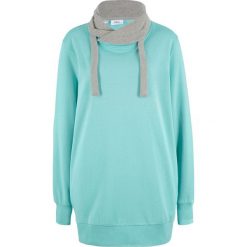 Bluza z golfem bonprix morski pastelowy - jasnoszary melanż. Niebieskie bluzy damskie bonprix, bez wzorów, bez rękawów, bez kaptura. Za 74,99 zł.