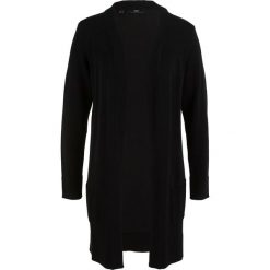 Długi sweter dzianinowy bez zapięcia, długi rękaw bonprix czarny. Czarne swetry damskie marki bonprix, bez wzorów, z dzianiny, z długim rękawem, długie, bez kaptura. Za 89,99 zł.