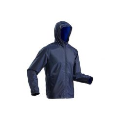 Kurtka turystyczna SH100 Warm męska. Niebieskie kurtki męskie QUECHUA, na zimę, m, bez wzorów, z poliesteru, bez kaptura. Za 79,99 zł.