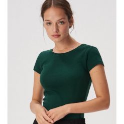Bawełniany t-shirt basic - Turkusowy. Niebieskie t-shirty damskie Sinsay, s, bez wzorów, z bawełny, bez kołnierzyka. Za 19,99 zł.