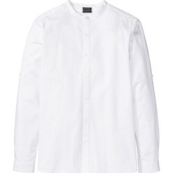Koszula z długim rękawem i stójką Slim Fit bonprix biały. Białe koszule męskie bonprix, xl, bez wzorów, ze stójką, z długim rękawem. Za 74,99 zł.