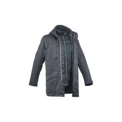 Kurtka turystyczna RainWarm 900 3 w 1 męska. Szare kurtki męskie QUECHUA, xl, bez wzorów, z poliesteru, bez kaptura. Za 499,99 zł.