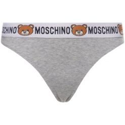 Stringi Moschino Underwear & Swim A4762 9003. Czarne stringi damskie Moschino Underwear & Swim, bez wzorów, z elastanu. W wyprzedaży za 149,00 zł.