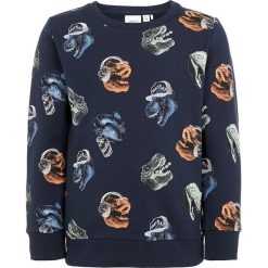 Bluza "Nate" w kolorze granatowym. Niebieskie bluzy niemowlęce name it boys, z nadrukiem, z bawełny, bez rękawów, bez kaptura. W wyprzedaży za 45,95 zł.