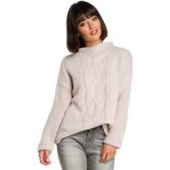 Sweter z warkoczem - pudrowy. Swetry damskie BE, s, bez wzorów, ze splotem, klasyczne, bez rękawów, bez kaptura. Za 149,00 zł.