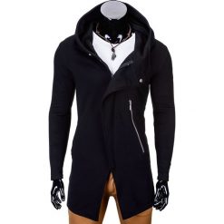 BLUZA MĘSKA ROZPINANA Z KAPTUREM B668 HUGO - CZARNA. Czarne bluzy męskie rozpinane marki Ombre Clothing, l, z bawełny, z kapturem. Za 99,00 zł.