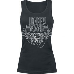 Johnny Cash Eagle Top damski czarny. Czarne topy damskie marki Johnny Cash, m, z nadrukiem, z okrągłym kołnierzem. Za 74,90 zł.