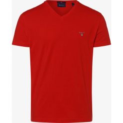 Gant - T-shirt męski, czerwony. Czerwone t-shirty męskie GANT, xxl, z haftami, z bawełny, klasyczne, z klasycznym kołnierzykiem. Za 129,95 zł.