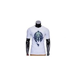 T-shirty męskie: T-SHIRT MĘSKI Z NADRUKIEM S815 – BIAŁY
