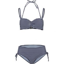 Bikini na fiszbinach (2 części) bonprix ciemnoniebiesko-biały. Niebieskie stroje kąpielowe damskie bonprix, bez wzorów. Za 109,99 zł.