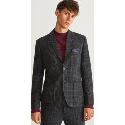 Marynarka z domieszką wełny SLIM FIT - Szary. Szare marynarki męskie slim fit Reserved, z wełny. Za 329,99 zł.
