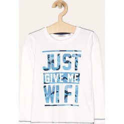 Blukids - Longsleeve dziecięcy 98-134 cm. Białe t-shirty chłopięce Blukids, z nadrukiem, z bawełny, z długim rękawem. Za 29,90 zł.