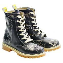 Buty zimowe męskie: Botki w kolorze czarnym ze wzorem