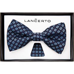 Mucha Granatowa w Kwiatki. Niebieskie muszki męskie LANCERTO, w kwiaty, z dzianiny, eleganckie. W wyprzedaży za 39,90 zł.
