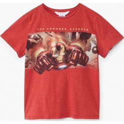 Mango Kids - T-shirt dziecięcy Heroes 104-164 cm. Różowe t-shirty chłopięce marki Mango Kids, z nadrukiem, z bawełny, z okrągłym kołnierzem. W wyprzedaży za 29,90 zł.