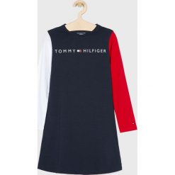Tommy Hilfiger - Longsleeve dziecięcy 128 - 164 cm. Niebieskie sukienki dziewczęce TOMMY HILFIGER, z nadrukiem, z elastanu, casualowe, z długim rękawem, długie, maxi, proste. Za 179,90 zł.