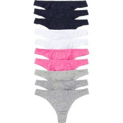 Stringi (10 par) bonprix niebiesko-biało-różowo-jasnoszary melanż. Szare stringi damskie bonprix, bez wzorów. Za 69,90 zł.
