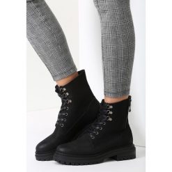 Buty zimowe damskie: Czarne Traperki Mannish Girl
