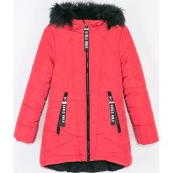 Coccodrillo - Kurtka dziecięca 128-158 cm. Różowe kurtki dziewczęce COCCODRILLO, bez wzorów, z tkaniny, długie, z kapturem. Za 219,90 zł.