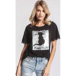 Czarny T-shirt Mulish. Czarne bluzki damskie marki other, xl, bez wzorów, bez kołnierzyka. Za 69,99 zł.