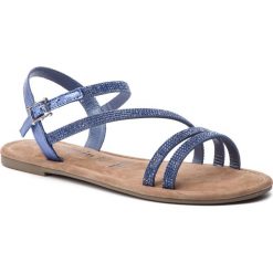 Sandały TAMARIS - 1-28113-22 Bleu Glam 812. Niebieskie klapki damskie Tamaris, bez wzorów, ze skóry, bez obcasa, na obcasie. W wyprzedaży za 149,00 zł.