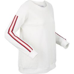 Bluza przyjazna dla środowiska, długi rękaw bonprix biel wełny. Białe bluzy damskie bonprix, z wełny, sportowe, bez kaptura. Za 89,99 zł.