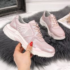Buty sportowe damskie skórzane ażurowe różowe Filippo - różowy. Różowe buty sportowe damskie FILIPPO, bez wzorów, sportowe. Za 149,99 zł.