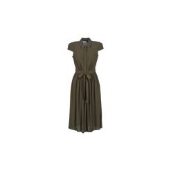 Sukienki krótkie Naf Naf LABOMBA. Zielone sukienki damskie NAF NAF, bez wzorów, bez kołnierzyka, z krótkim rękawem, krótkie, mini. Za 399,00 zł.