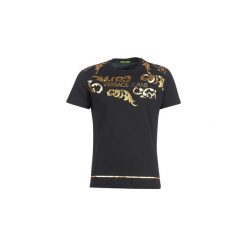 T-shirty z krótkim rękawem Versace Jeans B3GTA72I-36609. Czarne t-shirty męskie Versace Jeans, xxl, bez wzorów, z jeansu, bez kołnierzyka, krótkie. Za 459,00 zł.