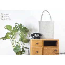 Shopper bag damskie: Shopper XL torba beżowa codzienna na zamek