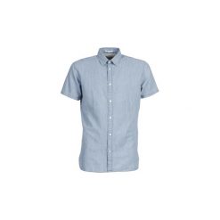 Koszule z krótkim rękawem Selected SLHSLIM NOLAN. Niebieskie koszule męskie Selected, s, bez wzorów, bez kołnierzyka, z krótkim rękawem. Za 179,00 zł.