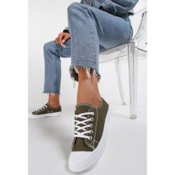 Oliwkowe Trampki Karc. Brązowe trampki i tenisówki damskie Renee, bez wzorów, z gumy, przed kostkę, na sznurówki. Za 59,99 zł.
