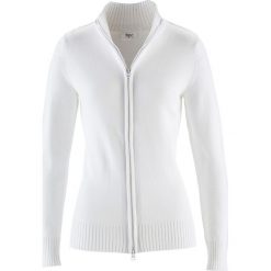 Sweter rozpinany bonprix biały. Białe golfy damskie marki bonprix, w prążki, z bawełny. Za 54,99 zł.