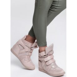 Różowe Sneakersy Miss Good. Różowe koturny damskie Renee, bez obcasa, na platformie, na rzepy. Za 119,99 zł.