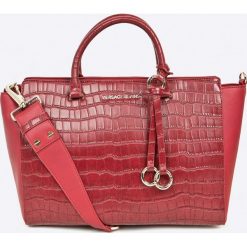 Versace Jeans - Torebka. Brązowe torebki klasyczne damskie Versace Jeans, w paski, z poliesteru, casualowe, na ramię, duże, bez dodatków. W wyprzedaży za 629,90 zł.