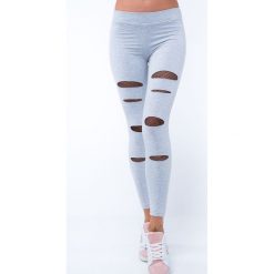 Legginsy z rozcięciami i siatką jasnoszare 8040. Szare legginsy damskie Fasardi, xl, bez wzorów. Za 39,00 zł.