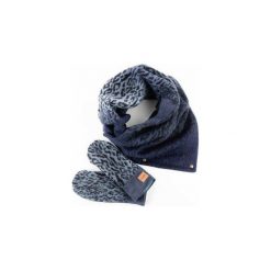 PROMOCJA Wełniany KOMPLET Szalik Rękawiczki. Niebieskie szaliki damskie marki CADOaccessories, bez wzorów, z bawełny. Za 240,00 zł.