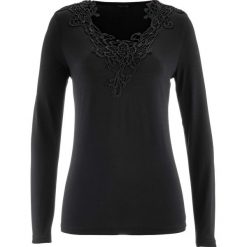 Shirt z długim rękawem bonprix czarny. Koszulki damskie bonprix. Za 69,99 zł.