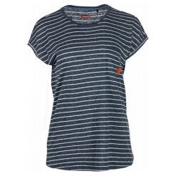 Mustang T-Shirt Damski Retro Stripe S Ciemnoszary. Szare koszulki damskie Mustang, s, w paski, retro, bez kołnierzyka. W wyprzedaży za 104,00 zł.