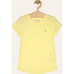 Tommy Hilfiger - T-shirt dziecięcy 74-176 cm. Niebieskie bluzki dziewczęce TOMMY HILFIGER, bez wzorów, z bawełny, z okrągłym kołnierzem, z krótkim rękawem, krótkie, bez kaptura. Za 89,90 zł.